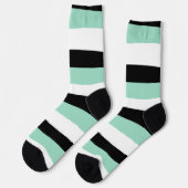 Uneven Stripes - Mint Green, White en Black Sokken (Links)