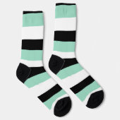 Uneven Stripes - Mint Green, White en Black Sokken (Rechts)