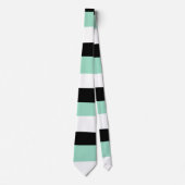 Uneven Stripes - Mint Green, White en Black Stropdas (Voorkant)