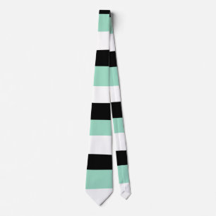 Uneven Stripes - Mint Green, White en Black Stropdas