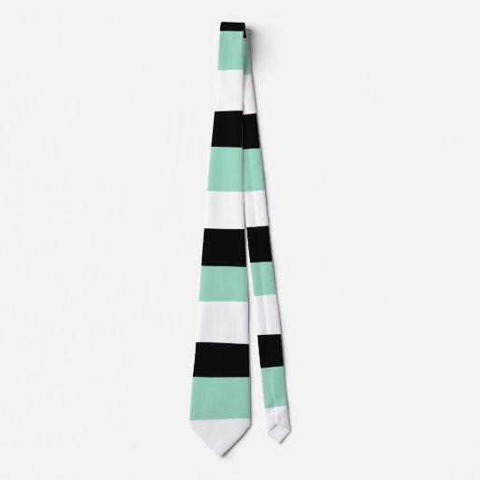 Uneven Stripes - Mint Green, White en Black Stropdas (Voorkant)