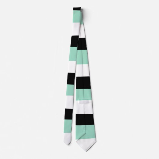 Uneven Stripes - Mint Green, White en Black Stropdas (Achterkant)