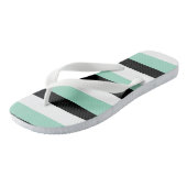 Uneven Stripes - Mint Green, White en Black Teenslippers (Schuin)