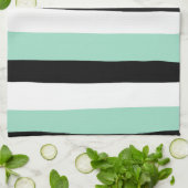 Uneven Stripes - Mint Green, White en Black Theedoek (Gevouwen)