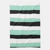Uneven Stripes - Mint Green, White en Black Theedoek (Verticaal)
