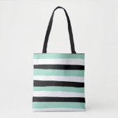 Uneven Stripes - Mint Green, White en Black Tote Bag (Voorkant)