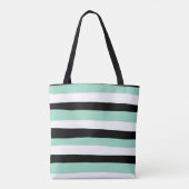 Uneven Stripes - Mint Green, White en Black Tote Bag (Achterkant)
