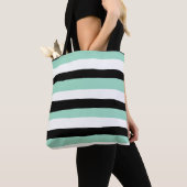 Uneven Stripes - Mint Green, White en Black Tote Bag (Dichtbij)