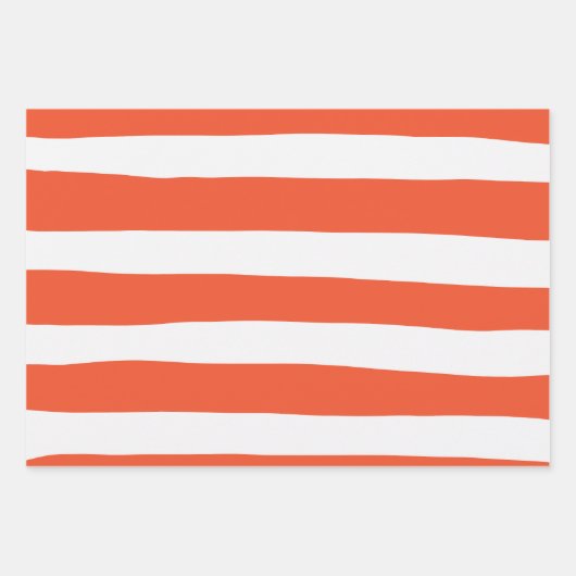Uneven Stripes - Oranje en wit Inpakpapier Vel (Voorkant 2)
