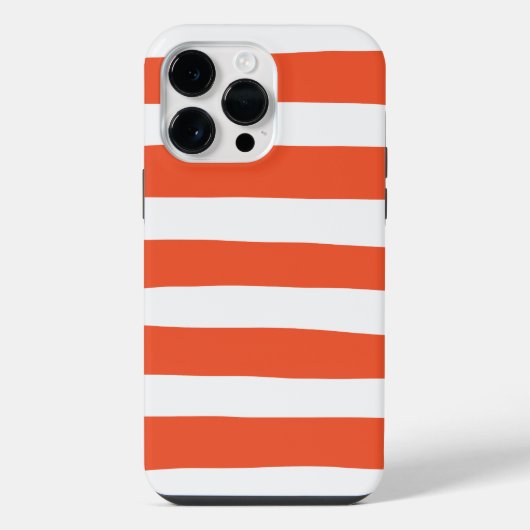 Uneven Stripes - Oranje en wit iPhone Hoesje (Achterkant)