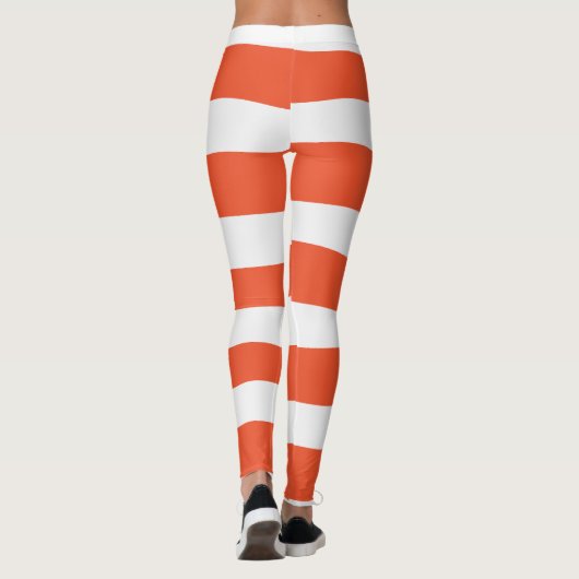 Uneven Stripes - Oranje en wit Leggings (Achterkant)