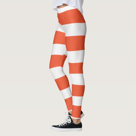 Uneven Stripes - Oranje en wit Leggings (Links)