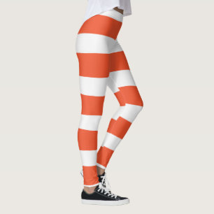 Uneven Stripes - Oranje en wit Leggings
