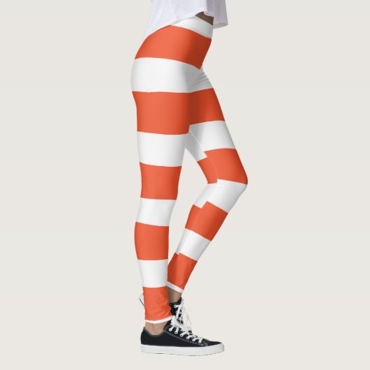 Uneven Stripes - Oranje en wit Leggings (Rechts)