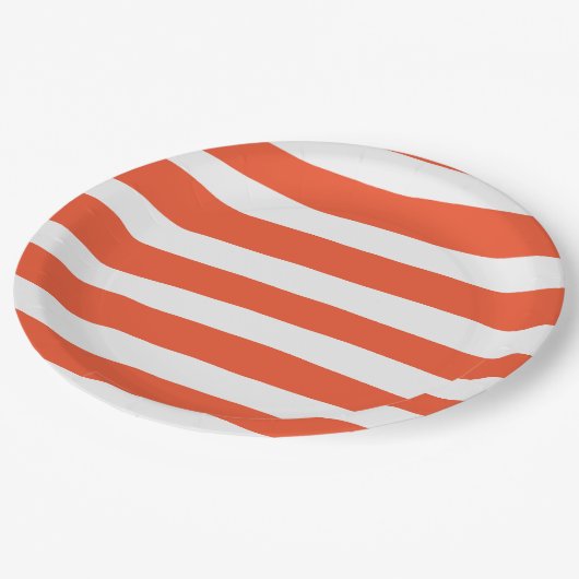 Uneven Stripes - Oranje en wit Papieren Bordje (Gekanteld)