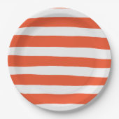 Uneven Stripes - Oranje en wit Papieren Bordje (Voorkant)