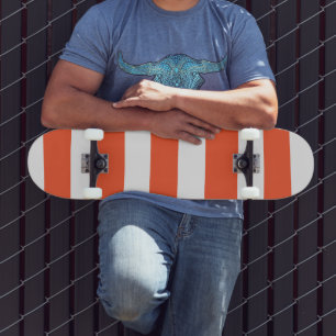 Uneven Stripes - Oranje en wit Persoonlijk Skateboard