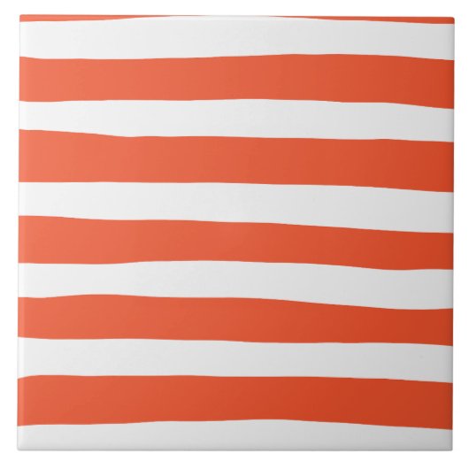 Uneven Stripes - Oranje en wit Tegeltje (Voorkant)