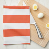 Uneven Stripes - Oranje en wit Theedoek (Quarter Fold)