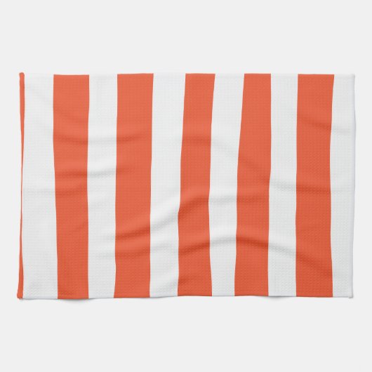 Uneven Stripes - Oranje en wit Theedoek (Horizontaal)