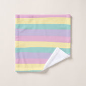 Uneven Stripes-pasta roze, geel, Paars en groen Bad Handdoek (Wasdoekje)