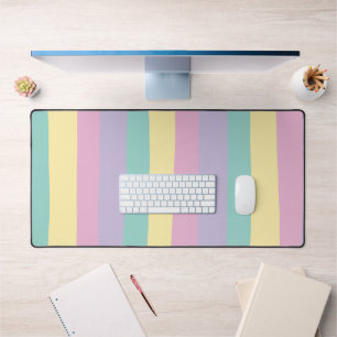 Uneven Stripes-pasta roze, geel, Paars en groen Bureaumat