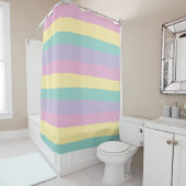 Uneven Stripes-pasta roze, geel, Paars en groen Douchegordijn (In situ)