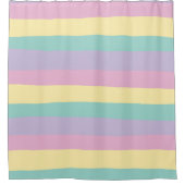 Uneven Stripes-pasta roze, geel, Paars en groen Douchegordijn (Voorkant)