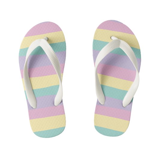 Uneven Stripes-pasta roze, geel, Paars en groen Kinder Teenslippers (Voetbed)