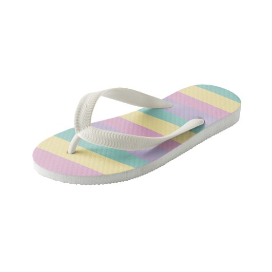 Uneven Stripes-pasta roze, geel, Paars en groen Kinder Teenslippers (Schuin)