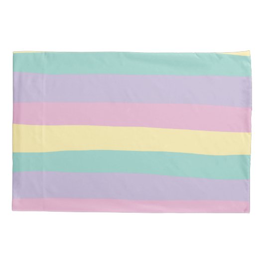 Uneven Stripes-pasta roze, geel, Paars en groen Kussensloop (Achterkant-Links)