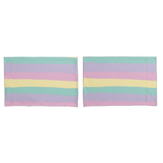 Uneven Stripes-pasta roze, geel, Paars en groen Kussensloop (Voorkant-Set)