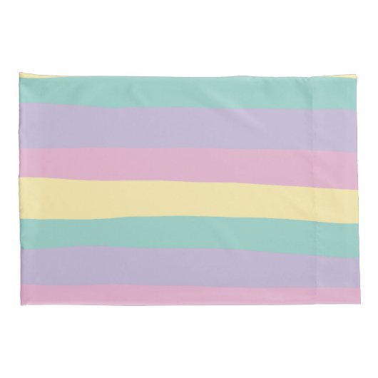 Uneven Stripes-pasta roze, geel, Paars en groen Kussensloop (Achterkant-Rechts)