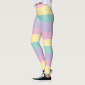 Uneven Stripes-pasta roze, geel, Paars en groen Leggings (Links)