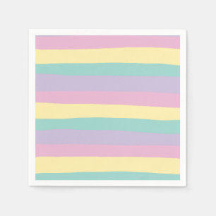 Uneven Stripes-pasta roze, geel, Paars en groen Servet