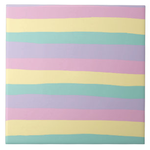 Uneven Stripes-pasta roze, geel, Paars en groen Tegeltje