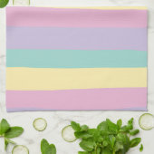 Uneven Stripes-pasta roze, geel, Paars en groen Theedoek (Gevouwen)