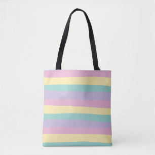 Uneven Stripes-pasta roze, geel, Paars en groen Tote Bag