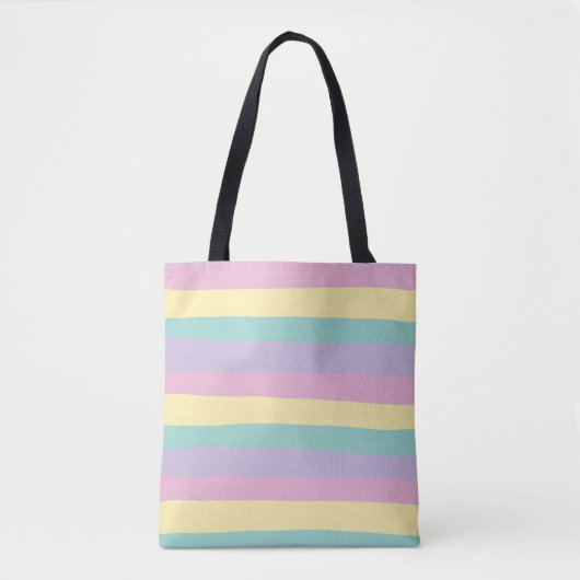 Uneven Stripes-pasta roze, geel, Paars en groen Tote Bag (Voorkant)