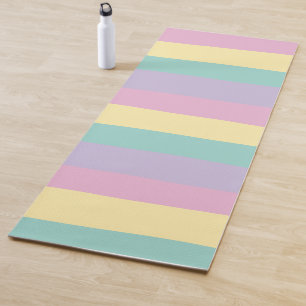 Uneven Stripes-pasta roze, geel, Paars en groen Yogamat