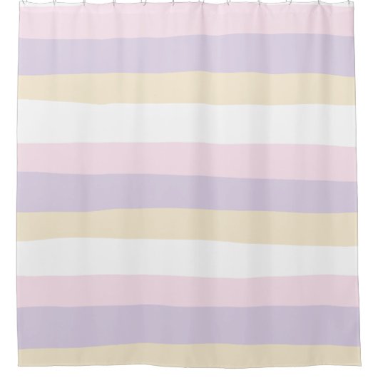 Uneven Stripes - Pastel Roze, Geel en Paars Douchegordijn (Voorkant)