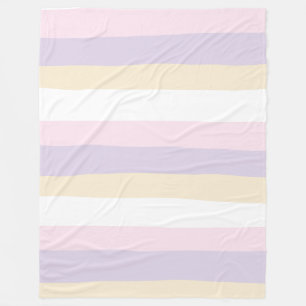 Uneven Stripes - Pastel Roze, Geel en Paars Fleece Deken