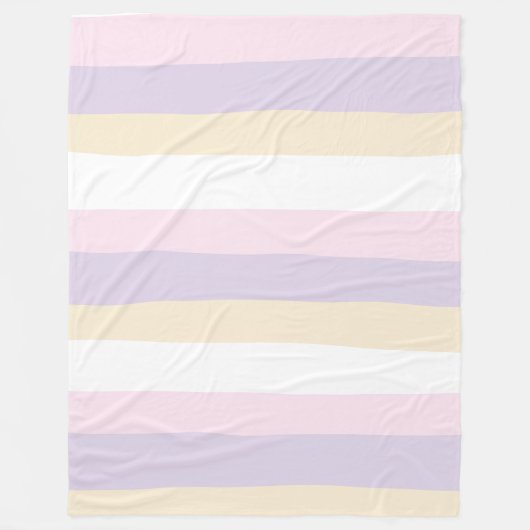 Uneven Stripes - Pastel Roze, Geel en Paars Fleece Deken (Voorkant)