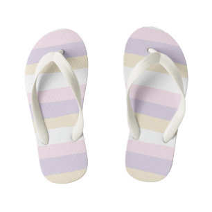 Uneven Stripes - Pastel Roze, Geel en Paars Kinder Teenslippers