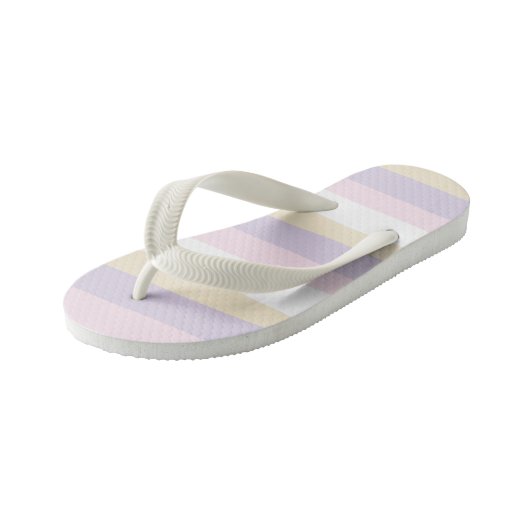 Uneven Stripes - Pastel Roze, Geel en Paars Kinder Teenslippers (Schuin)