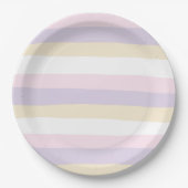 Uneven Stripes - Pastel Roze, Geel en Paars Papieren Bordje (Voorkant)