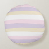 Uneven Stripes - Pastel Roze, Geel en Paars Rond Kussen (Achterkant)