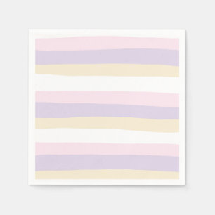 Uneven Stripes - Pastel Roze, Geel en Paars Servet