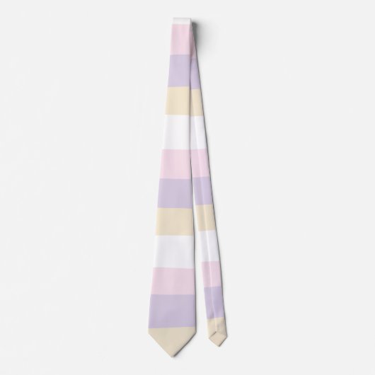 Uneven Stripes - Pastel Roze, Geel en Paars Stropdas (Voorkant)