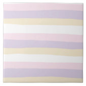 Uneven Stripes - Pastel Roze, Geel en Paars Tegeltje (Voorkant)